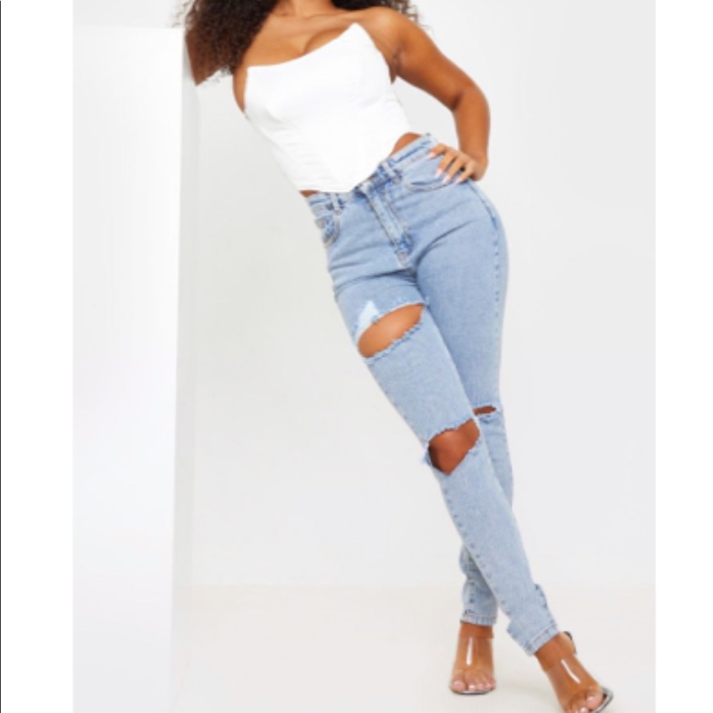 Blue Vintage Wash Distressed Skinny Jeans